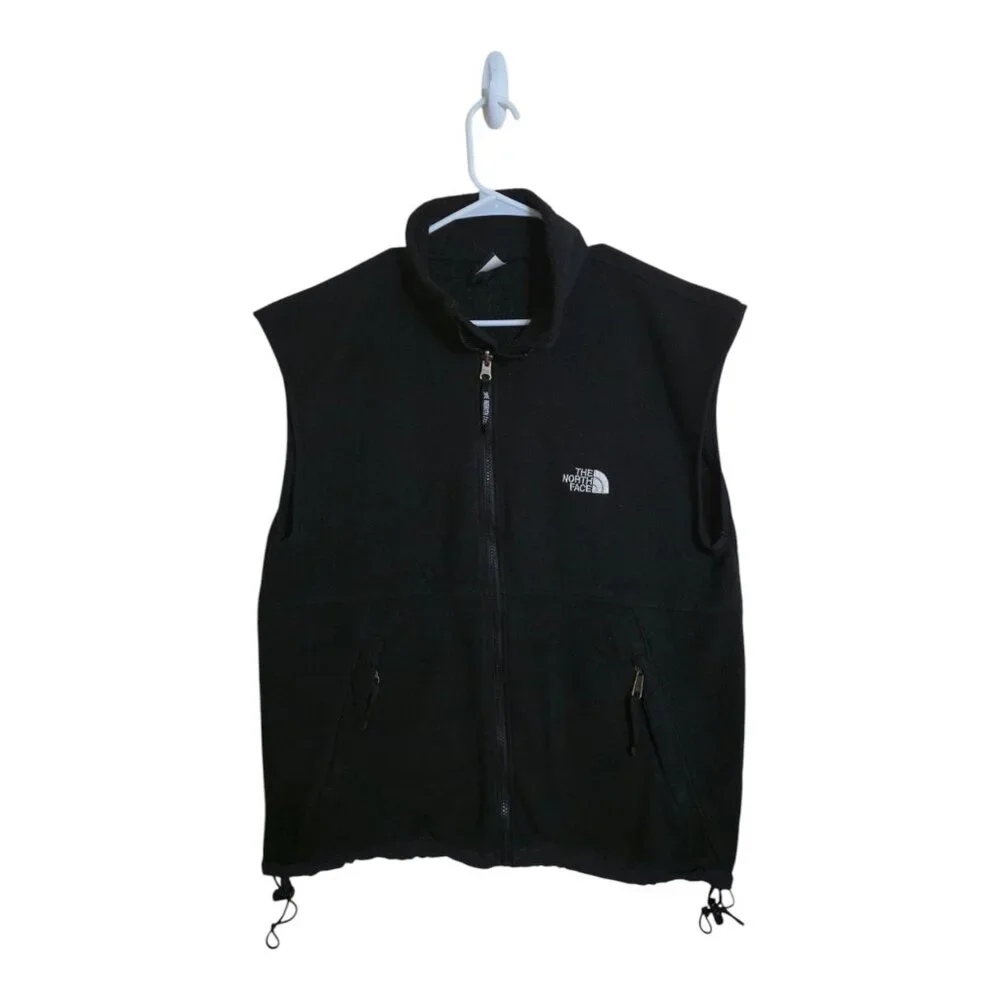 Vtg NORTH FACE Vest men L Black Fleece Half Dome Gorpcore USA Outdoor Camping - Picture 1 of 7